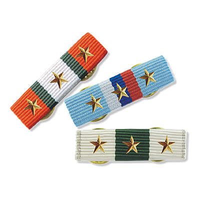 Medaillenbänder in verschiedenen Ausführungen für Militär- und Schulmedaillen auf Uniformen